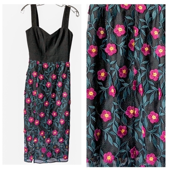 Dress the Population Elinna Embroidered Sheath Dress Sweetheart Neckline XS - Picture 4 of 5